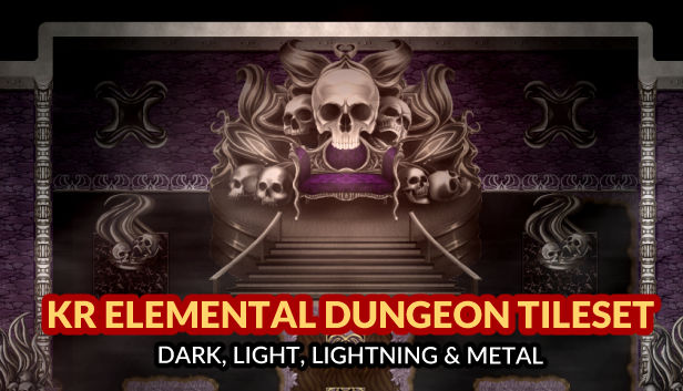 KR Elemental Dungeon Tileset - Dark Light Lightning Metal